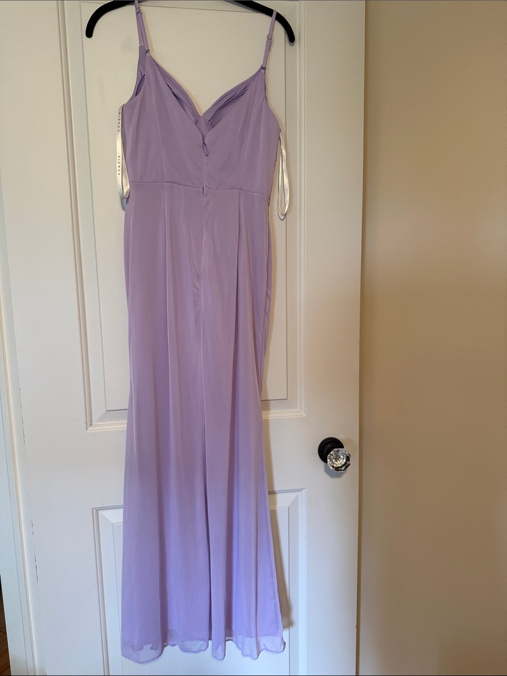 Azazie Deandra Lilac Spaghetti-Strap Gown - Picture 5 of 7